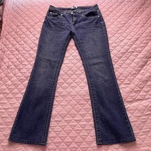 Flare/straight dark wash blue jeans
